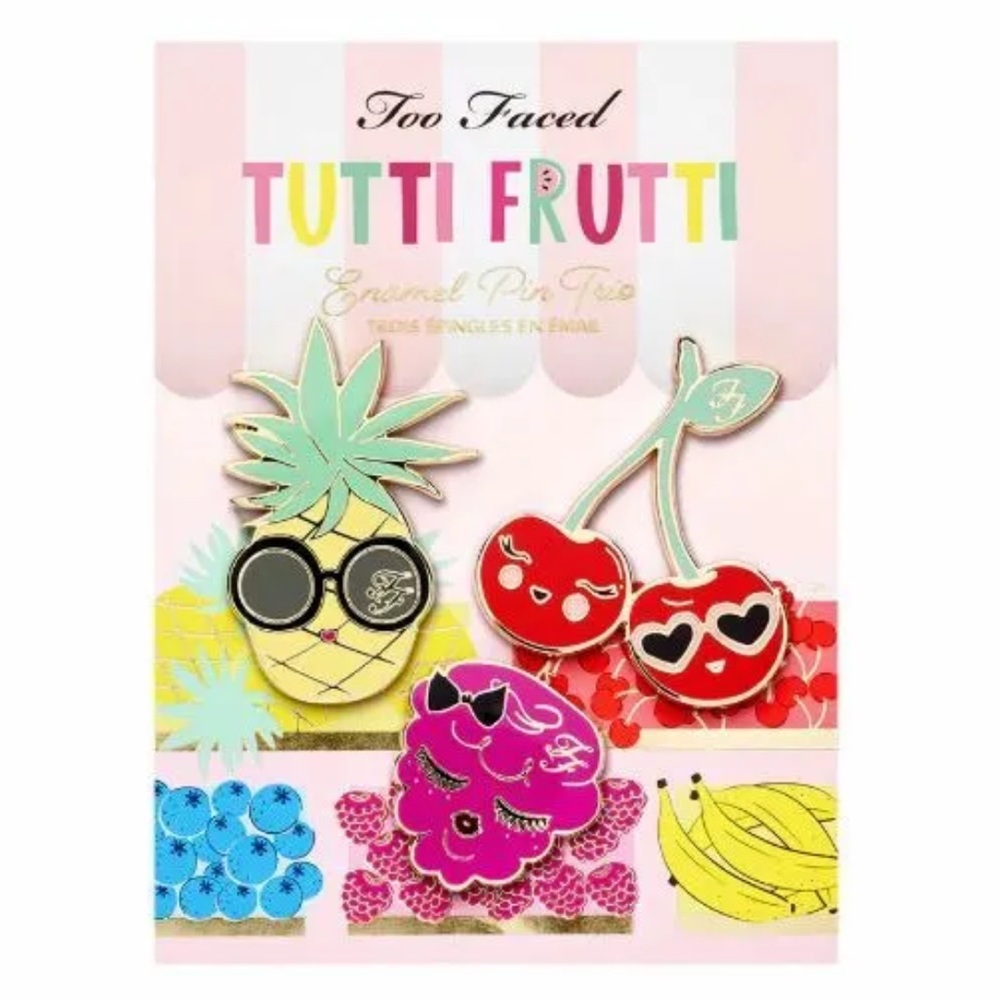 New Too Faced Tutti Frutti Enamel Pin Trio pack